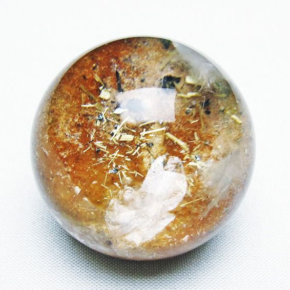 ゴールドタイチンルチル入り 水晶 丸玉 41mm [T637-4674]