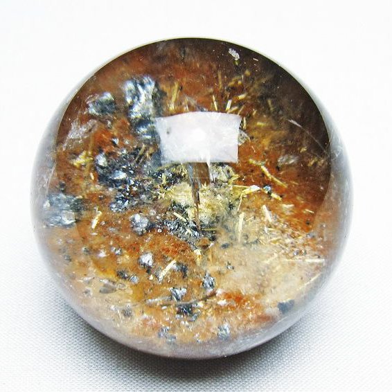 ゴールドタイチンルチル入り 水晶 丸玉 49mm [t637-4691]