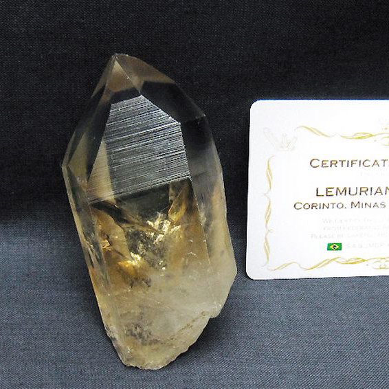 シトリン レムリアンシード水晶 原石 ミナスジェライス州コリント産 ※証明書付き[T641-2184]