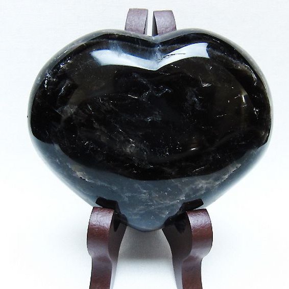 モリオン 純天然 黒水晶 ハート 置物 [t643-4704]