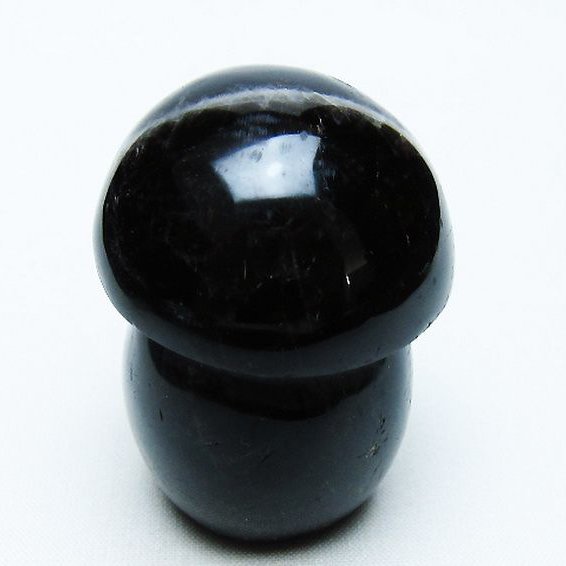 モリオン 純天然 黒水晶 きのこ 置物[T653-4178]