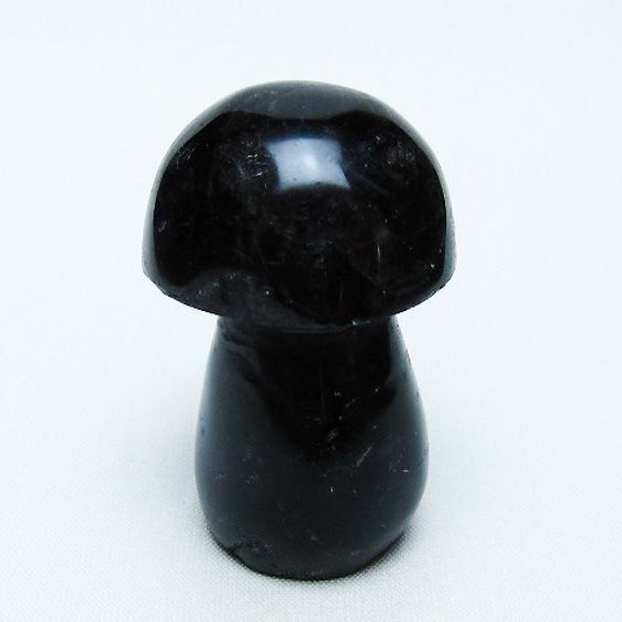 モリオン 純天然 黒水晶 きのこ 置物[T653-4213]
