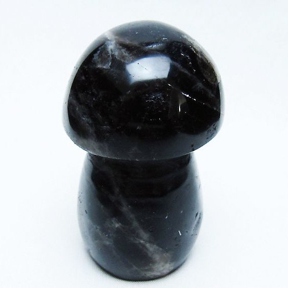 モリオン 純天然 黒水晶 きのこ 置物 [t653-4265]