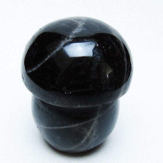 モリオン 純天然 黒水晶 きのこ 置物 [t653-4293]