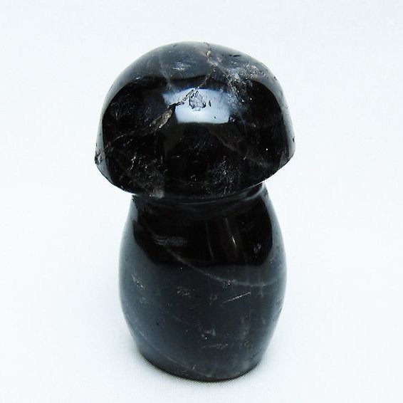 モリオン 純天然 黒水晶 きのこ 置物 [t653-4308]