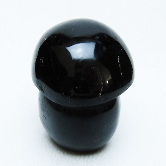 モリオン 純天然 黒水晶 きのこ 置物[T653-4331]