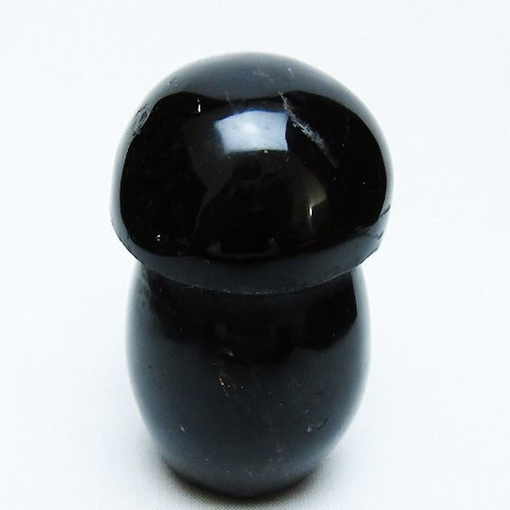 モリオン 純天然 黒水晶 きのこ 置物 [t653-4332]