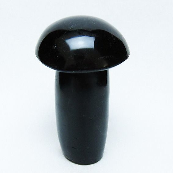 モリオン 純天然 黒水晶 きのこ 置物 [t653-4336]