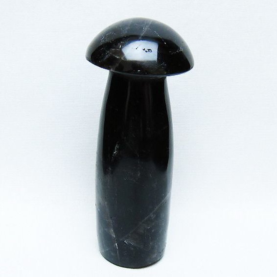 モリオン 純天然 黒水晶 きのこ 置物[T653-4346]