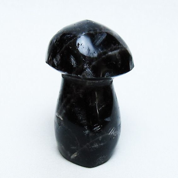 モリオン 純天然 黒水晶 きのこ 置物 [t653-4431]