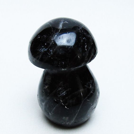モリオン 純天然 黒水晶 きのこ 置物 [t653-4446]