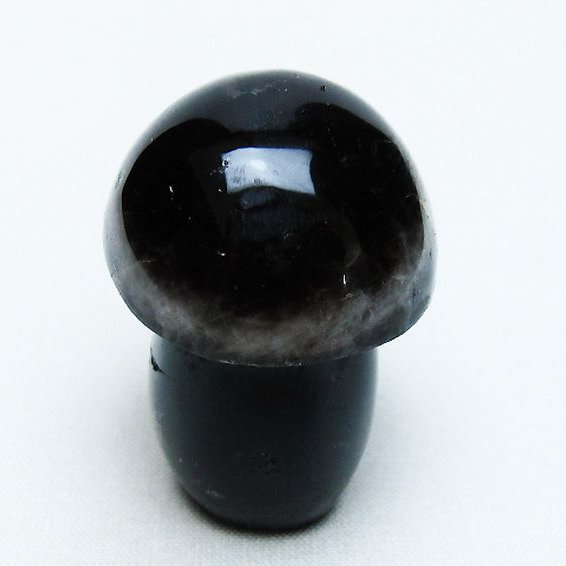 モリオン 純天然 黒水晶 きのこ 置物 [t653-4450]