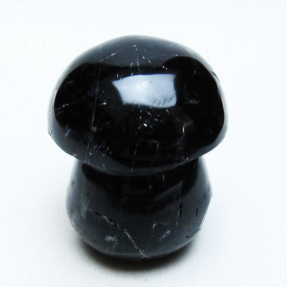モリオン 純天然 黒水晶 きのこ 置物 [t653-4475]