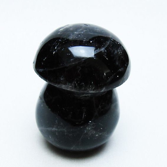 モリオン 純天然 黒水晶 きのこ 置物 [t653-4477]