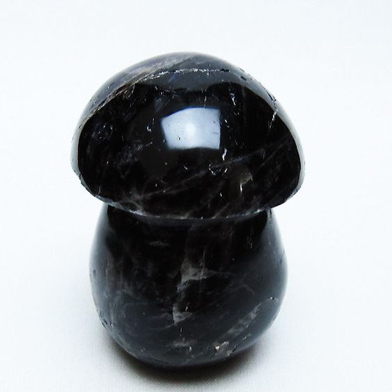 モリオン 純天然 黒水晶 きのこ 置物 [t653-4492]