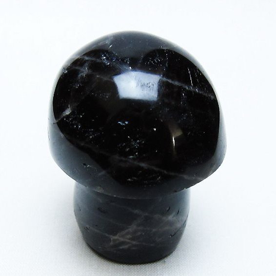 モリオン 純天然 黒水晶 きのこ 置物 [t653-4512]