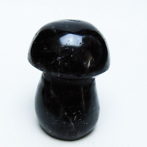 モリオン 純天然 黒水晶 きのこ 置物 [t653-4515]