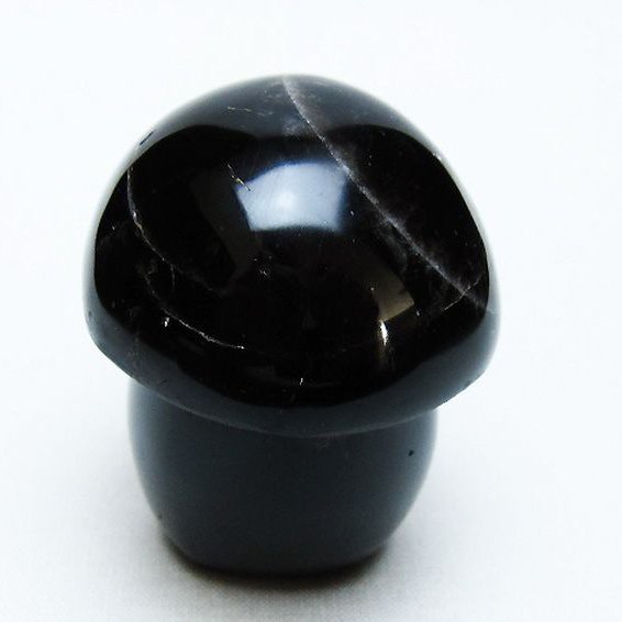 モリオン 純天然 黒水晶 きのこ 置物 [t653-4533]