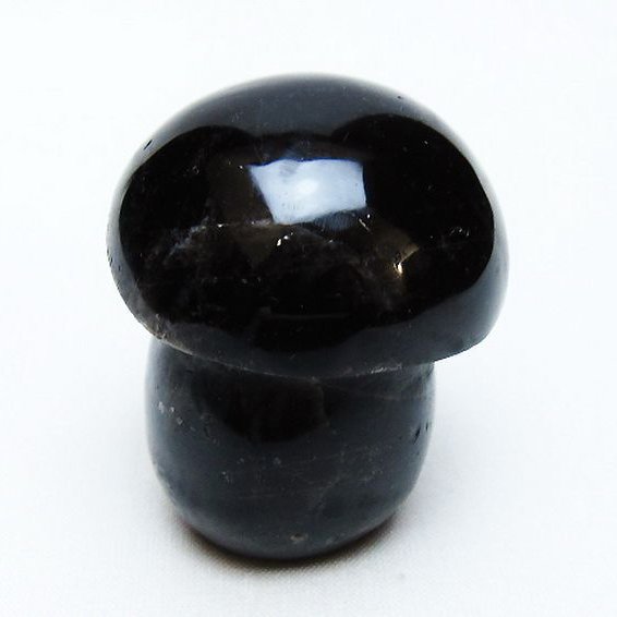 モリオン 純天然 黒水晶 きのこ 置物 [t653-4546]