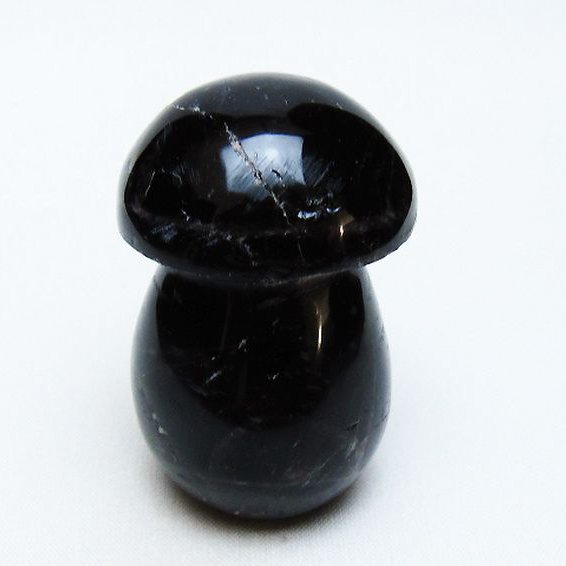 モリオン 純天然 黒水晶 きのこ 置物 [t653-4547]