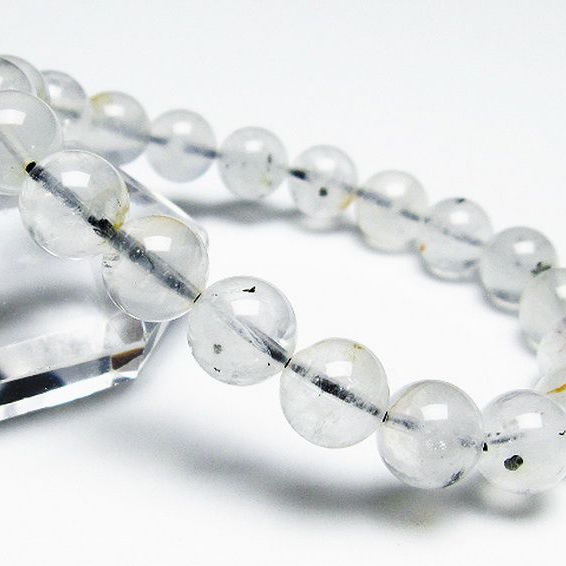 パイライト入り 水晶 ブレスレット 10mm [T669-516]