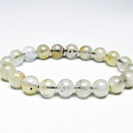 パイライト入り 水晶 ブレスレット 10mm [T669-580]