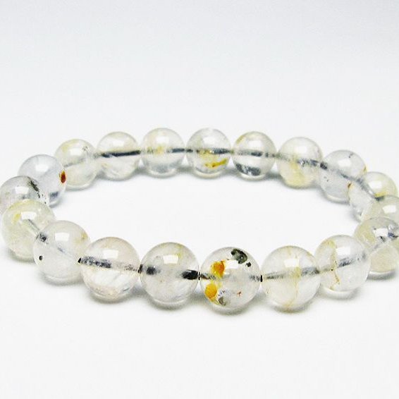 パイライト入り 水晶 ブレスレット 10mm [T669-652]