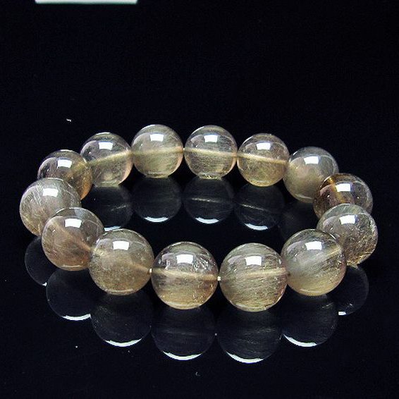 キャッツアイプラチナルチルクォーツ ブレスレット  16mm [T684-3156]