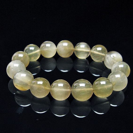 キャッツアイプラチナルチルクォーツ ブレスレット  14mm [T684-3162]