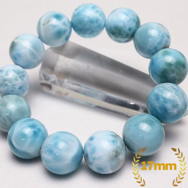 ☆愛と平和の石☆ストレスや困難を軽減し前向きな力を与えてくれる☆ ラリマー ブレスレット 17mm [T7-18198]