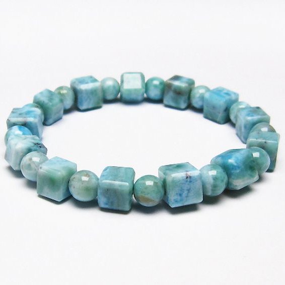 ラリマー キューブ+ラウンドビーズ  ブレスレット 7mm [T7-20929]