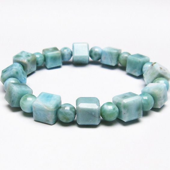 ラリマー キューブ+ラウンドビーズ  ブレスレット 7mm [T7-20943]