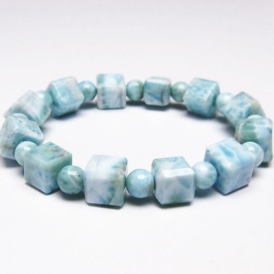 ラリマー キューブ+ラウンドビーズ  ブレスレット 7mm [T7-20947]