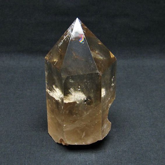 虹入り ライトニング水晶ガーデン水晶 六角柱[T705-6147]