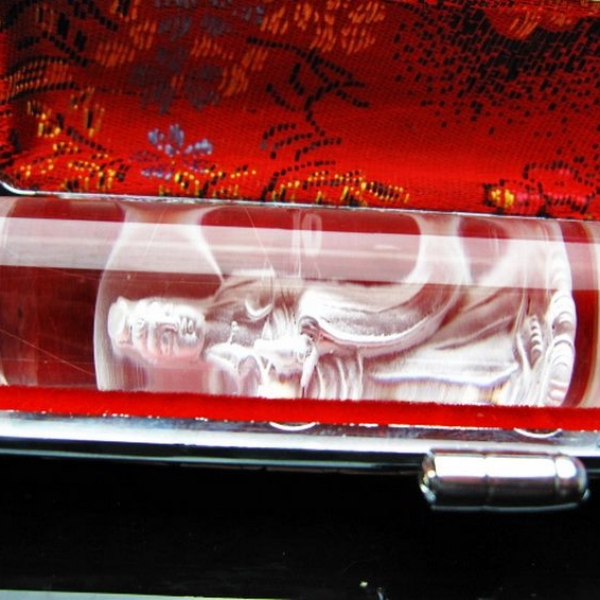 ルチル水晶 中彫 観音 観音 印材　18mm [T71-23]