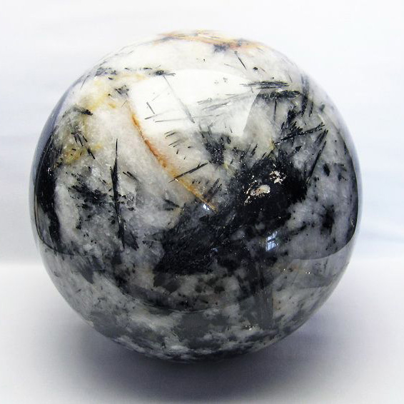 44.1Kg ブラックルチルクォーツ 丸玉 300mm 同梱不可[T718-2674]