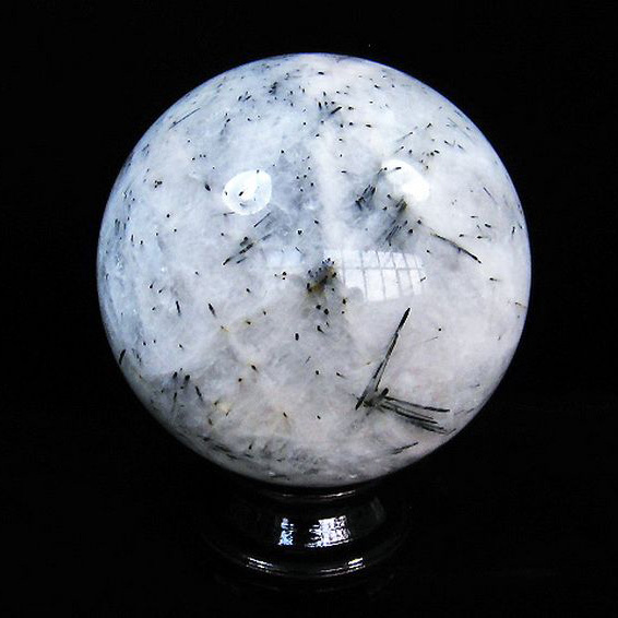 36.2Kg ブラックルチルクォーツ 丸玉 290mm 同梱不可[T726-1023]