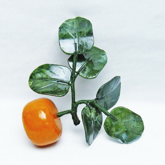 アゲートミカン鉢植え 置物[T726-1449]