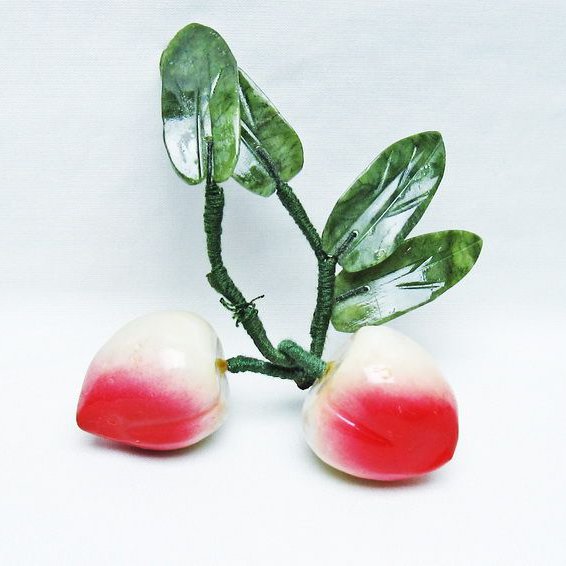 アゲートモモ鉢植え 置物[T726-1460]