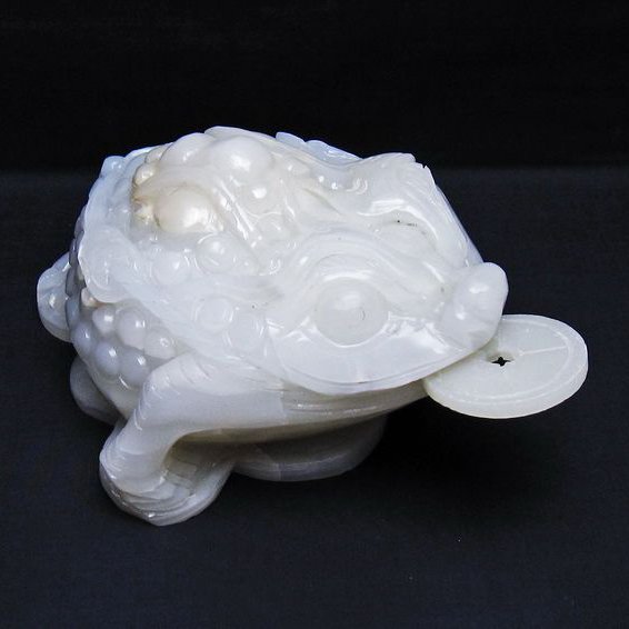 2.8Kg 漢白玉金蟾 置物[T726-1495]