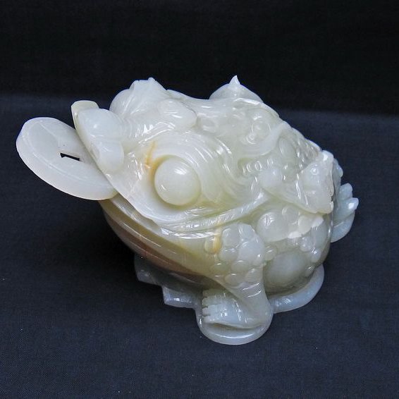 1.4Kg 漢白玉金蟾 置物[T726-1500]