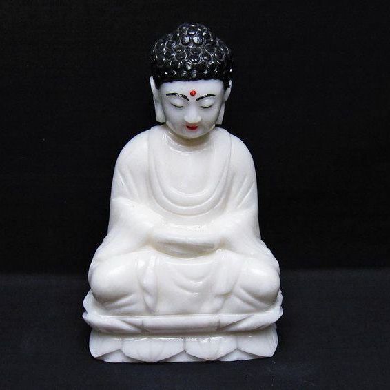 1.3Kg 漢白玉布袋様 置物[T726-1523]