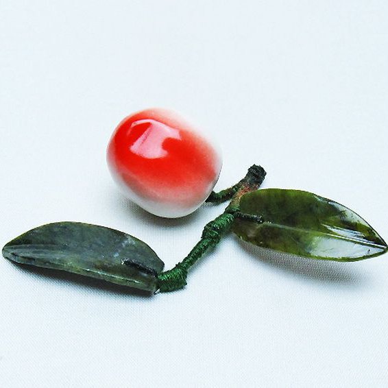 アゲートモモ鉢植え 置物[T726-1554]