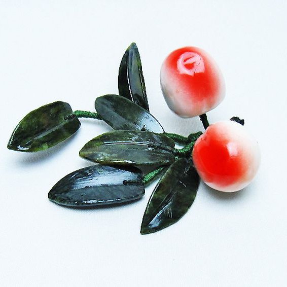 アゲートモモ鉢植え 置物[T726-1560]