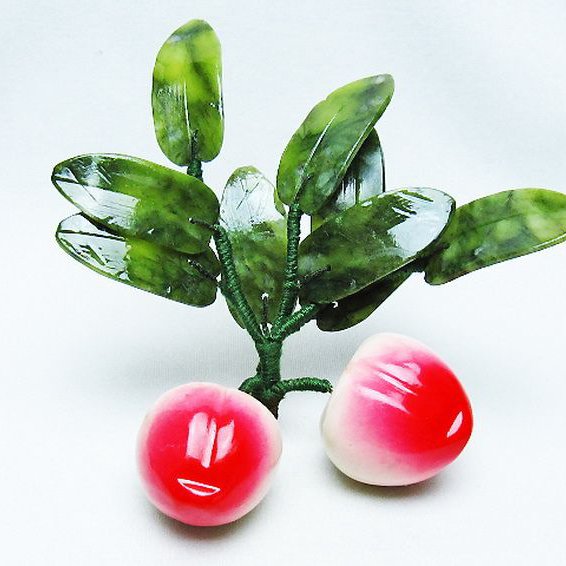 アゲートモモ鉢植え 置物[T726-1566]