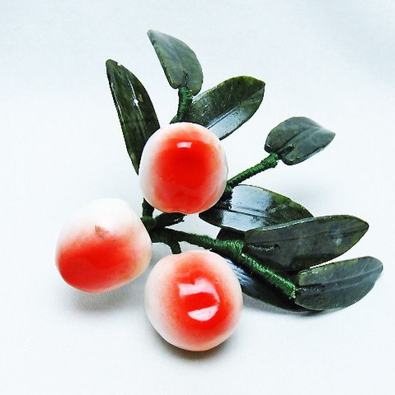 アゲートモモ鉢植え 置物[T726-1570]