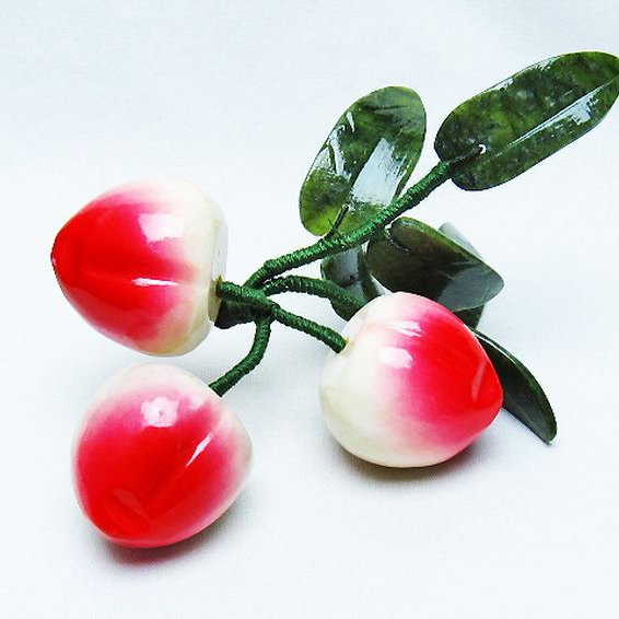 アゲートモモ鉢植え 置物[T726-1572]