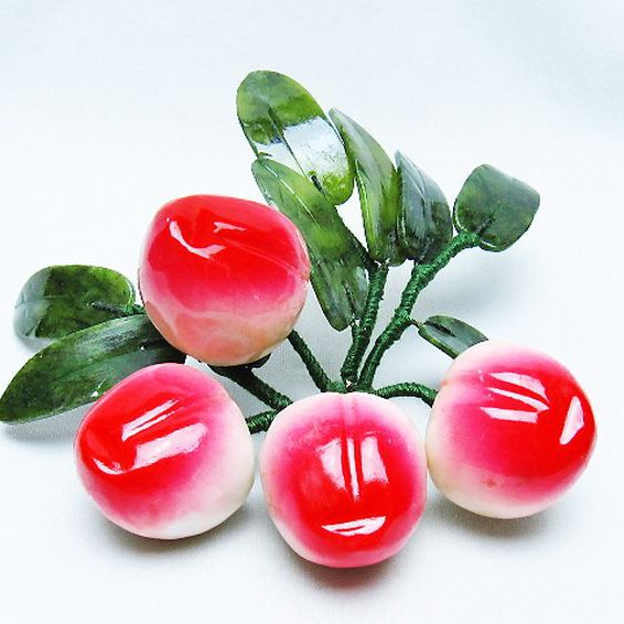 アゲートモモ鉢植え 置物[T726-1573]