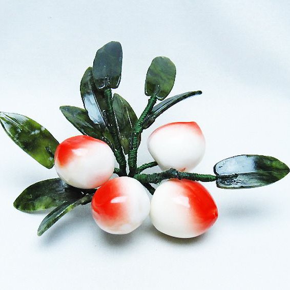 アゲートモモ鉢植え 置物[T726-1575]