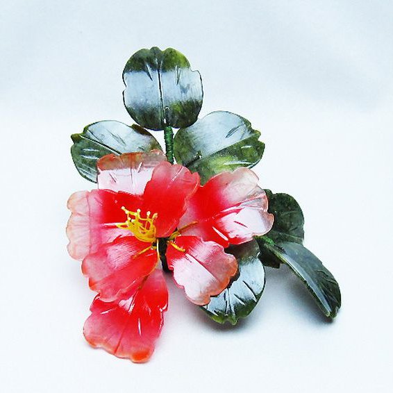 アゲートツツジ鉢植え 置物[T726-1586]